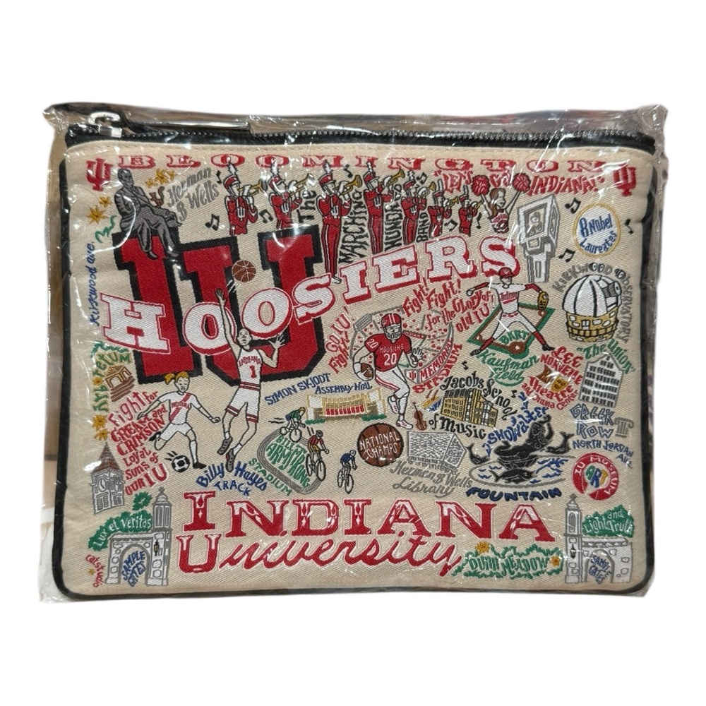 Catstudio Collegiate Indiana University Hoosiers Zipper Pouch Travel Bag NWT Wht